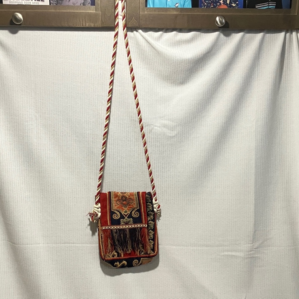 Artisan Red and Black Crossbody Bag - Picture 1 of 4